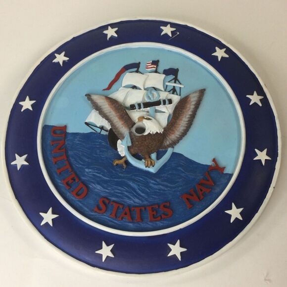 United States Navy Emblem Resin/plast Wall Hanging Plaque Sign Military 10" diam - Picture 4 of 7